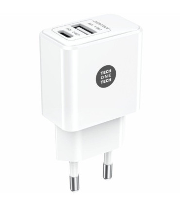 Cargador de pared tech one tech tec2904/ 1xusb tipo-c/ 1xusb/ 12w/ blanco