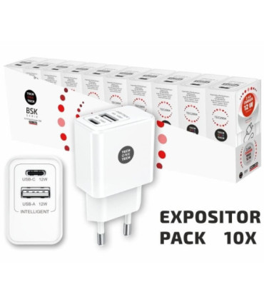 Pack 10 cargadores de pared tech one tech basik tec2954/ 1xusb/ 12w