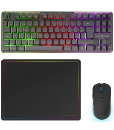 Pack gaming mars gaming mcpwtkl/ teclado inalámbrico + ratón inalámbrico + alfombrilla