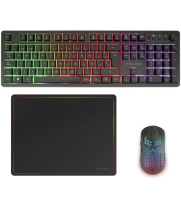 Pack gaming mars gaming mcpwx/ teclado inalámbrico + ratón inalámbrico + alfombrilla