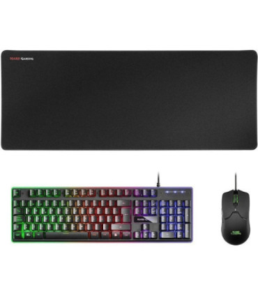 Pack gaming mars gaming mcpx/ teclado h-mech + ratón óptico + alfombrilla/ negro