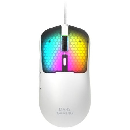 Ratón gaming mars gaming mm-viper/ hasta 12800 dpi/ blanco