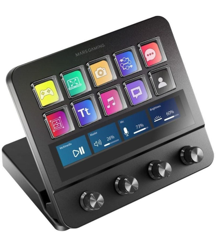Stream deck mars gaming msd-pro/ 10 teclas lcd + 4 diales personalizables/ negro