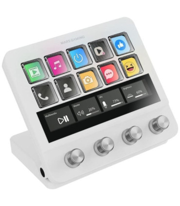 Stream deck mars gaming msd-pro/ 10 teclas lcd + 4 diales personalizables/ blanco