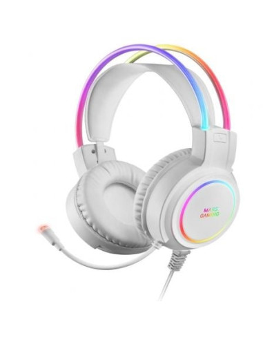 Auriculares gaming con micrófono mars gaming mhrgb/ jack 3.5/ blancos