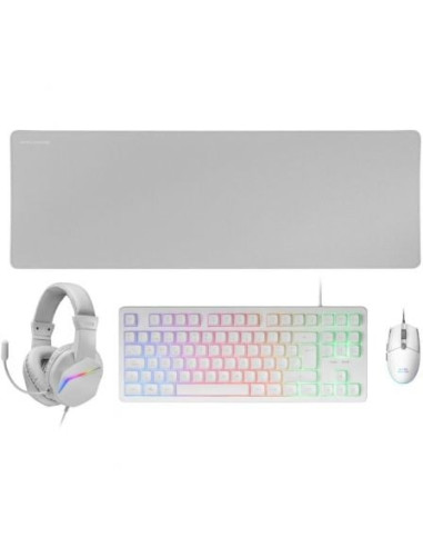 Pack gaming mars gaming mcp-rgb3w/ teclado rgb + ratón óptico + alfombrilla xxl + auriculares