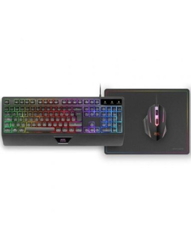 Pack gaming mars gaming mcp124/ teclado h-mech  + ratón óptico + alfombrilla/ negro