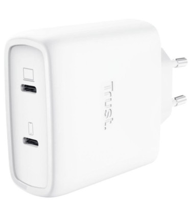 Cargador de pared gan trust maxo 65w 25526/ 2xusb tipo-c/ incluye cable usb tipo-c/ 65w