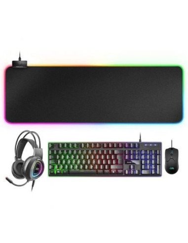 Pack gaming mars gaming mcpex/ teclado h-mech  + ratón óptico + auriculares con micrófono + alfombrilla