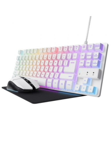 Pack gaming trust gaming gxt 794w/ teclado rgb + ratón rgb + alfombrilla