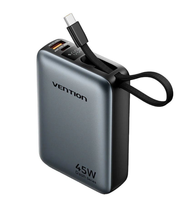 Powerbank 20000mah vention fhgh0/ 45w/ gris/ incluye cable usb tipo-c