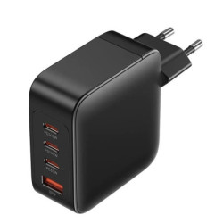 Cargador de pared gan vention feib0-eu/ 3xusb tipo-c + cable usb tipo-c/ 1xusb/ 140w