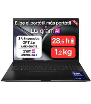 Portátil lg gram 16zd90tl-g.ax85bn intel core ultra 7-258v/ 32gb/ 512gb ssd/ 16'/ sin sistema operativo