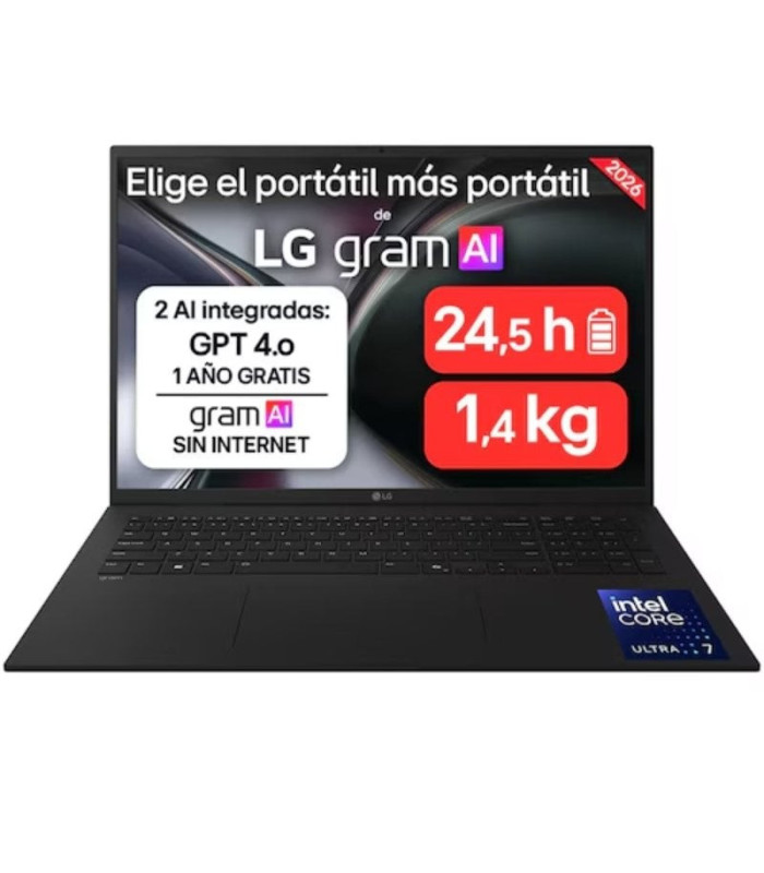Portátil lg gram 17zd90tl-g.ax85bn intel core ultra 7-258v/ 32gb/ 512gb ssd/ 17'/ sin sistema operativo