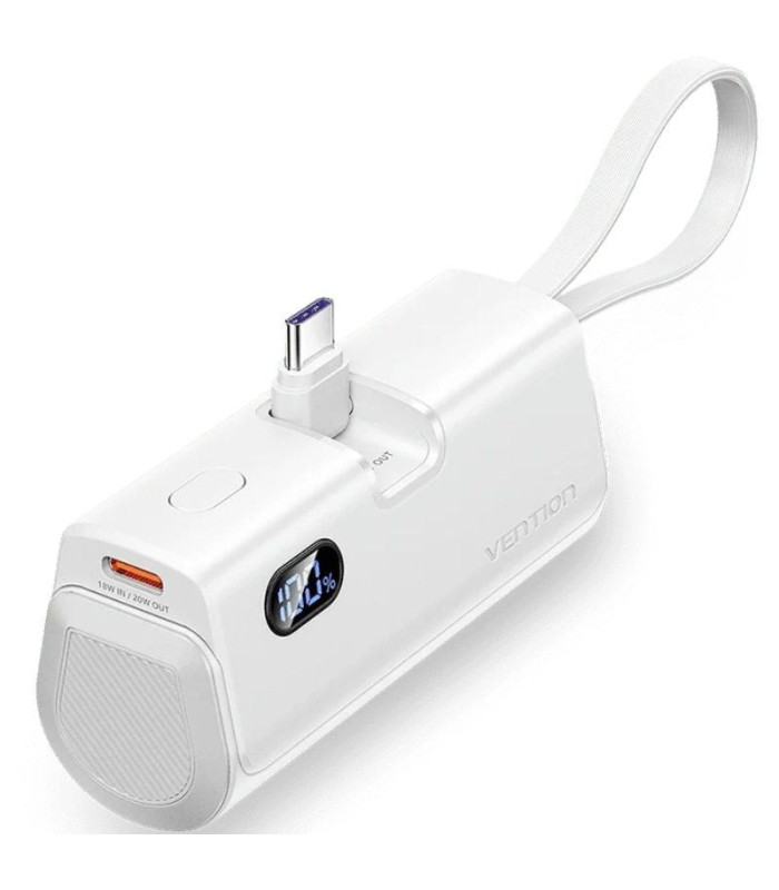 Powerbank 4800mah vention fhqw0/ 22.5w/ blanca/ incluye cable usb tipo-c y lightning