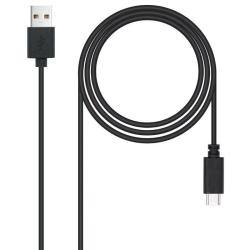 Cable USB 2.0 Nanocable 10.01.2103/ USB Macho - USB Tipo-C Macho/ 480Mbps/ 3m/ Negro