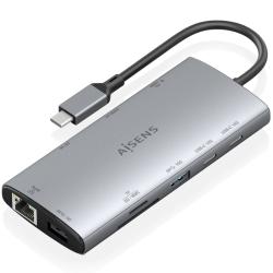 Docking USB Tipo-C Aisens ASUC-10P050-GR/ 1xDisplayPort/ 1xHDMI 4K/ 1xRJ45/ 2xUSB/ 2xUSB Tipo-C/ 1xUSB Tipo-C PD/ 1xLector de Ta