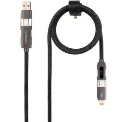 Cable USB 2.0 Tipo-C Nanocable 10.01.2501/ USB Tipo-C Macho + USB Macho - USB Tipo-C Macho + Lightning Macho/ Hasta 27W/ 480Mbps