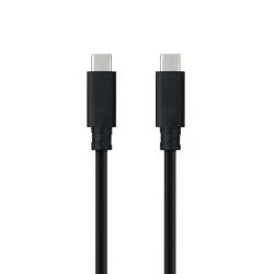 Cable USB 3.1 Tipo-C Nanocable 10.01.4100/ USB Tipo-C Macho - USB Tipo-C Macho/ Hasta 100W/ 10Gbps/ 50cm/ Negro