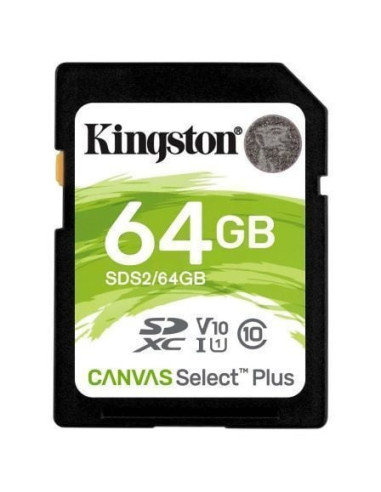 Tarjeta de memoria kingston canvas select plus 64gb sd xc/ clase 10/ 100mbs