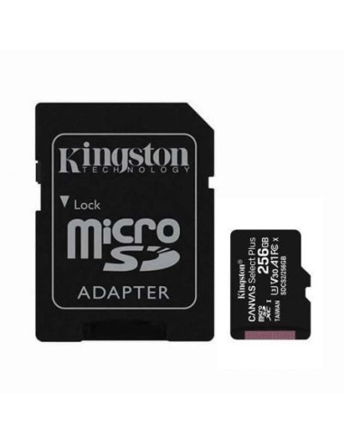 Tarjeta de memoria kingston canvas select plus 256gb microsd xc con adaptador/ clase 10/ 100mbs