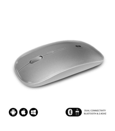 Ratón inalámbrico subblim dual flat/ batería recargable/ hasta 1600 dpi/ plata