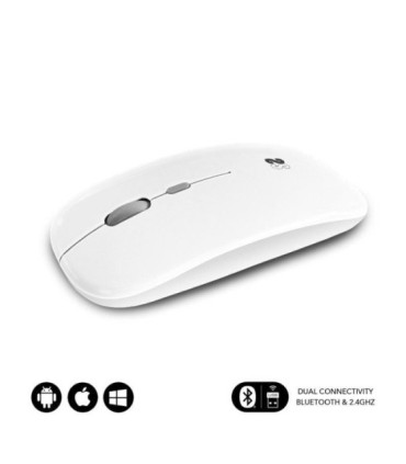 Ratón inalámbrico subblim dual flat/ batería recargable/ hasta 1600 dpi/ blanco