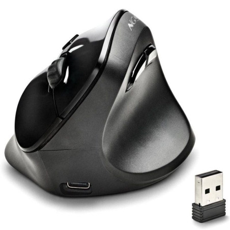 Ratón vertical inalámbrico ngs evo moksha/ batería recargable/ hasta 2400 dpi