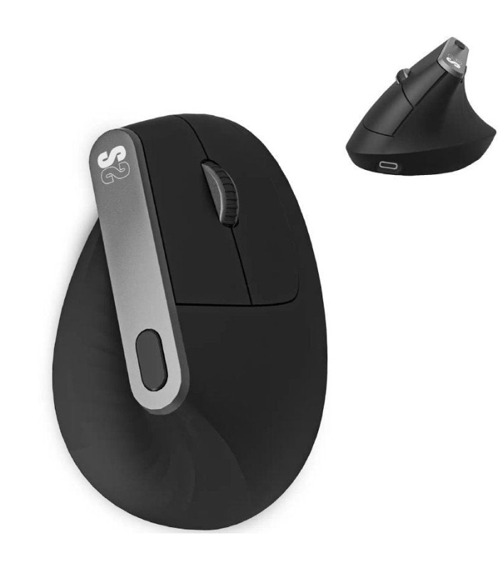 Ratón ergonómico inalámbrico subblim nature vertical ergo dual battery/ batería recargable/ hasta 4000 dpi/ negro