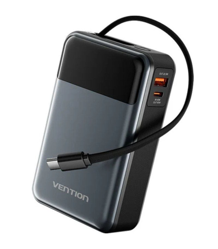 Powerbank 20000mah vention fhyb0/ 65w/ gris/ incluye cable usb tipo-c