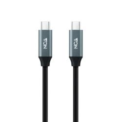 Cable USB 3.2 Tipo-C Nanocable 10.01.4301 5A 100W/ USB Tipo-C Macho - USB Tipo-C Macho/ Hasta 100W/ 20Gbps/ 1m/ Gris y Negro