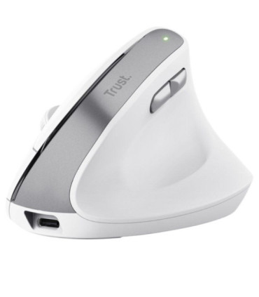 Ratón vertical inalámbrico trust bayo ii/ batería recargable/ hasta 2400 dpi/ blanco