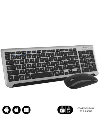 Teclado y ratón inalámbrico subblim combo dual prestige extendido/ gris y negro