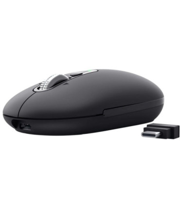 Ratón inalámbrico trust seron 26018/ batería recargable/ hasta 3200 dpi/ negro