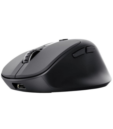Ratón ergonómico inalámbrico trust zevo 25991/ batería recargable/ hasta 4000 dpi/ negro