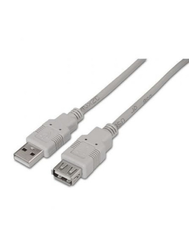 Cable alargador usb 2.0 aisens a101-0014/ usb macho - usb hembra/ 3m/ beige