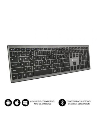 Teclado inalámbrico por bluetooth subblim 2pue201 pure extended/ gris