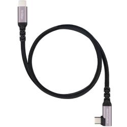 Cable USB 3.2 Tipo-C Acodado Nanocable 10.01.4702/ USB Tipo-C Macho - USB Tipo-C Macho/ Hasta 100W/ 10Gbps/ 2m/ Negro