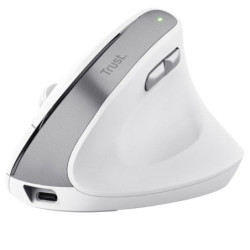 Ratón vertical inalámbrico trust bayo ii/ batería recargable/ hasta 2400 dpi/ blanco