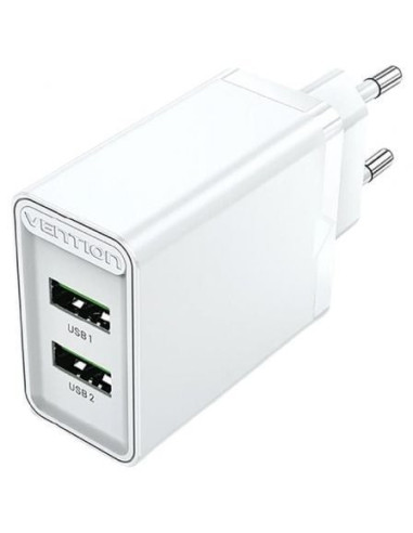 Cargador de pared vention fbaw0-eu/ 2xusb/ 18w/ blanco