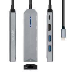 Docking USB Tipo-C Aisens ASUC-5P003-GR/ 1xHDMI 4K/ 2xUSB/ 1xRJ45/ 1xUSB Tipo-C PD/ Gris
