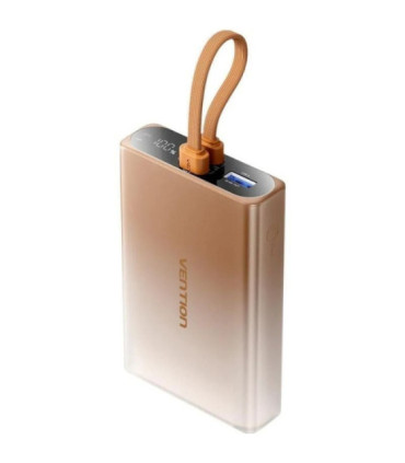 Powerbank 10000mah vention fhzj0/ 22.5w/ oro/ incluye cable usb tipo-c y lightning