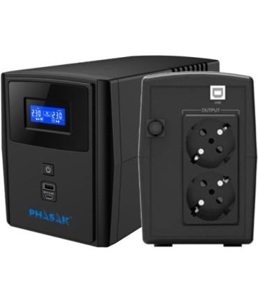 Sai línea interactiva phasak sirius 800 va interactive/ 800va-480w/ 2 salidas/ formato torre