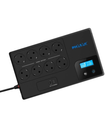 Sai línea interactiva phasak smart home 1050va/ 1050va-600w/ 8 salidas/ formato bloque