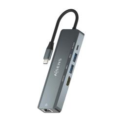 Docking USB Tipo-C Aisens ASUC-5P011-GR/ 1xHDMI 4K/ 2xUSB/ 1xRJ45/ 1xUSB Tipo-C/ 1xUSB Tipo-C PD/ Gris