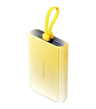 Powerbank 10000mah vention fhzy0/ 22.5w/ amarillo/ incluye cable usb tipo-c y lightning
