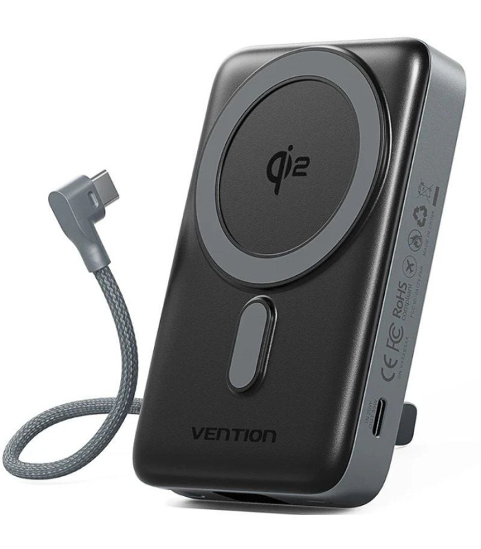 Powerbank 10000mah vention fkhh0/ 35w/ wireless/ gris/ incluye cable usb tipo-c