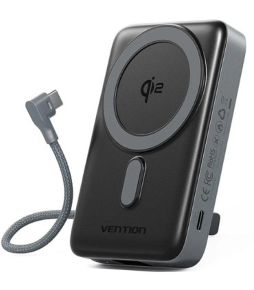 Powerbank 10000mah vention fkhh0/ 35w/ wireless/ gris/ incluye cable usb tipo-c