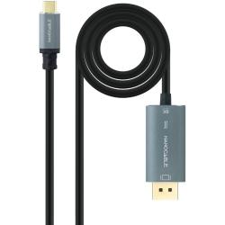 Cable Conversor Nanocable 10.15.5022/ USB Tipo-C Macho - Displayport Macho/ 2m/ Negro