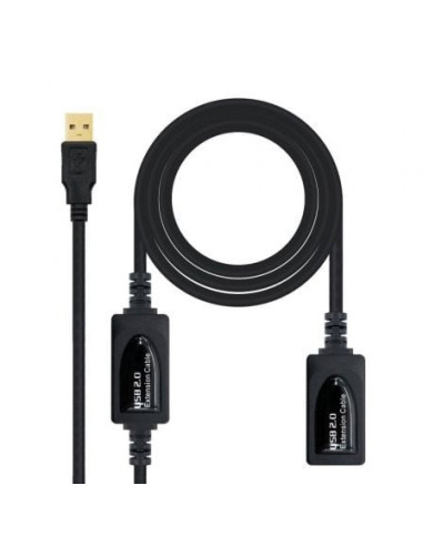 Cable alargador usb 2.0 nanocable 10.01.0212/ usb macho - usb hembra/ 10m/ negro